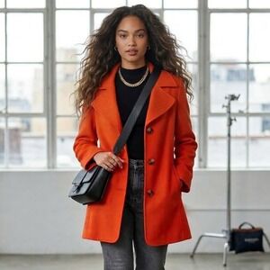 VTG Talbots 100% Wool Orange Coat 12 Old Money Quiet Luxury Career Church Travel